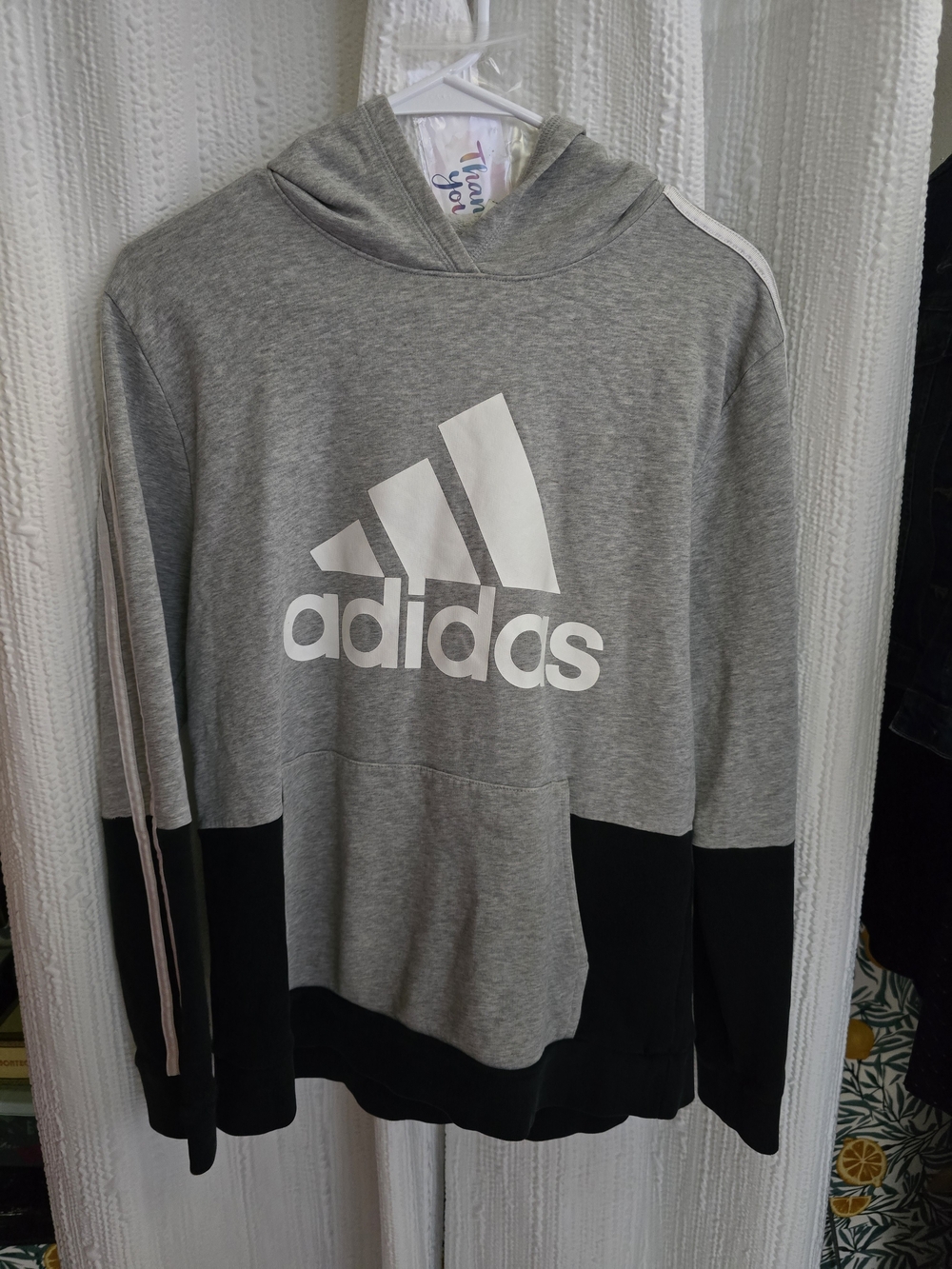 Boys 18/20 adidas Gray and Black Logo Pullover Hoodie